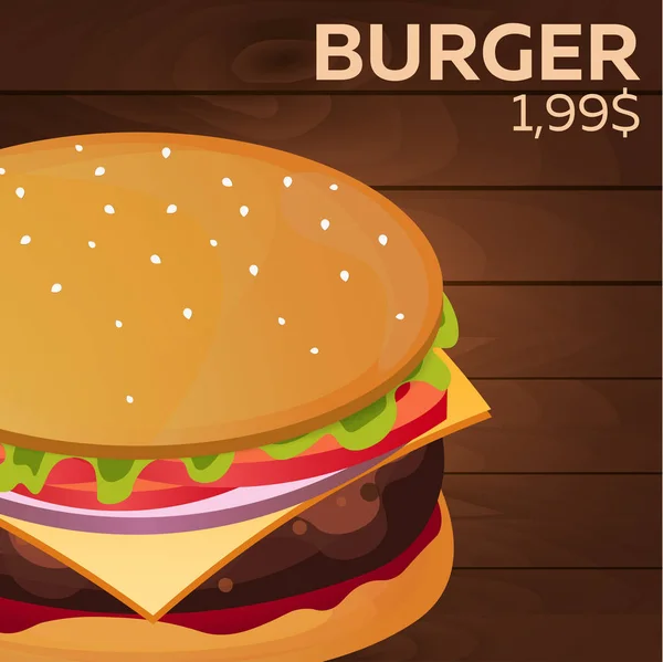 Cena Burger. Nabídka restaurace rychlého občerstvení. Vektorové ilustrace. — Stockový vektor