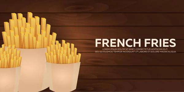 Pommes Frites Banner. Fast Food Restaurant. Vektorillustration. — Stockvektor