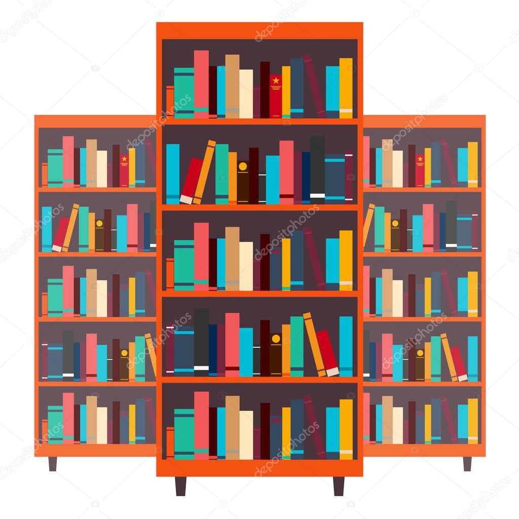 Library. Bookcase. Books and Knowledge. Vector illustration. Stock Vector  by ©leo_design 129945548, image size:1024x1024