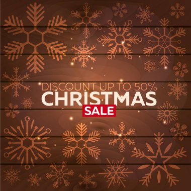 Mutlu Noeller ve mutlu yeni yıl. Kar taneleri ile ahşap arka plan. Vektör çizim.