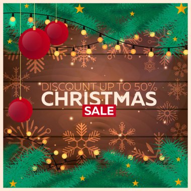 Mutlu Noeller ve mutlu yeni yıl. Kar taneleri ile ahşap arka plan. Vektör çizim.