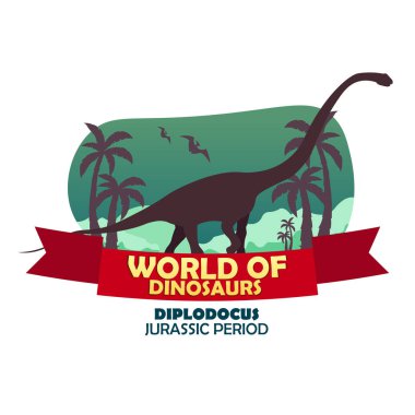 Dinozorların afiş dünya. Tarih öncesi dünya. Diplodocus. Jurassic dönem.