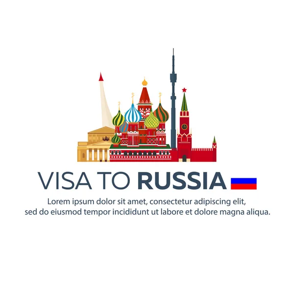 Visum naar Rusland. Reizen naar Rusland. Document voor reizen. Platte vectorillustratie. — Stockvector