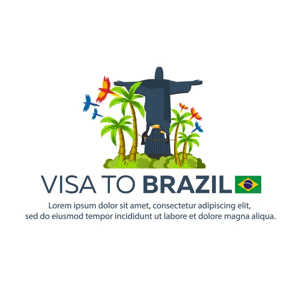 Visum till Brasilien. Resa till Brasilien. Dokument för resor. Flat vektorillustration. — Stock vektor