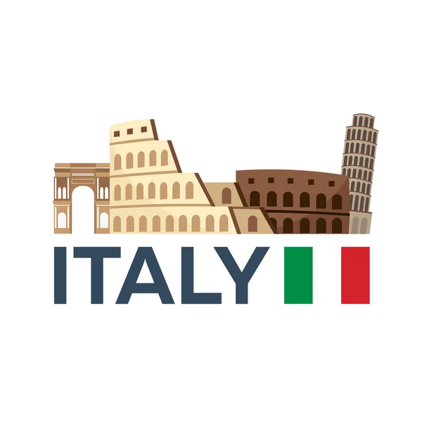 Cestování do Itálie, Řím Panorama. Vektorové ilustrace. — Stockový vektor