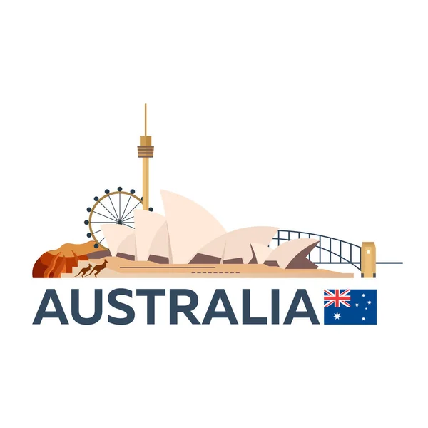 Viaje a Australia, Sydney skyline. Ilustración vectorial . — Vector de stock