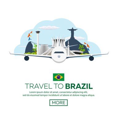 Brezilya, Rio de janeiro afiş seyahat. Poster manzarası. Vektör çizim.