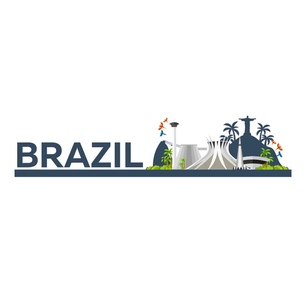 Banner resor till Brasilien, Rio de janeiro. Affisch skyline. Vektorillustration. — Stock vektor