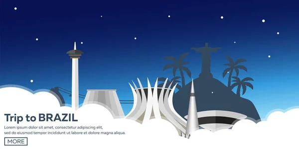 Banner Travel to Brazil, Rio de janeiro. Poster skyline. Vector illustration. — Stock Vector