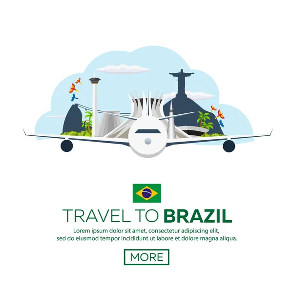 Banner Travel to Brasil, Rio de Janeiro. Esboço de cartaz. Ilustração vetorial . —  Vetores de Stock