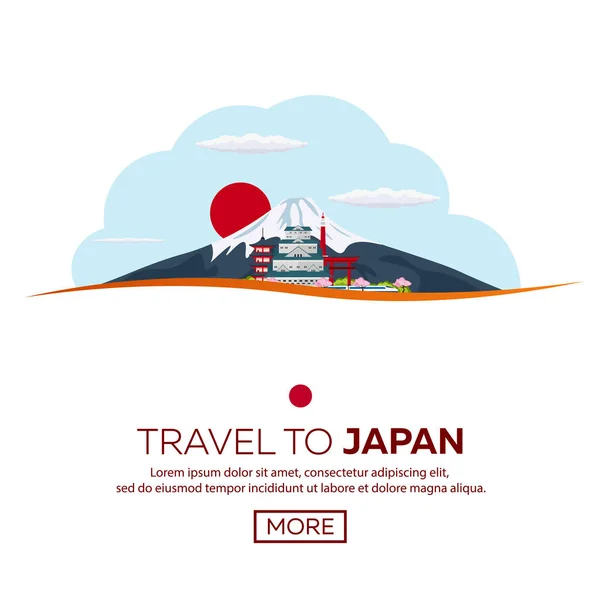 Viaje ao Japão. Tóquio. Montanha. Ilustração vetorial . — Vetor de Stock