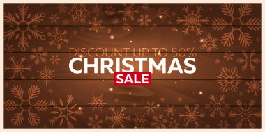 Mutlu Noeller ve mutlu yeni yıl. Kar taneleri ile kış Sale.Wood arka plan. Vektör çizim.