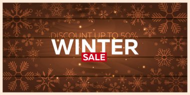 Mutlu Noeller ve mutlu yeni yıl. Kar taneleri ile kış Sale.Wood arka plan. Vektör çizim.