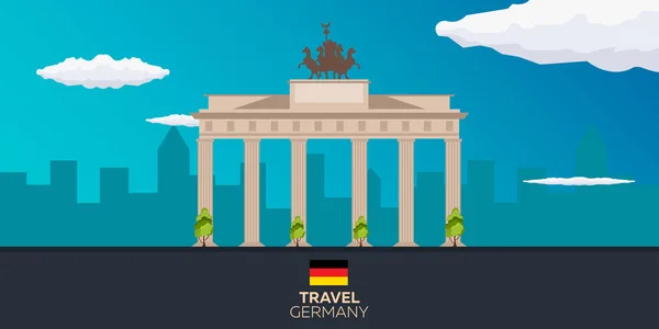 Viajar a Alemania. Puerta de Brandenburgo. Ilustración vectorial . — Archivo Imágenes Vectoriales