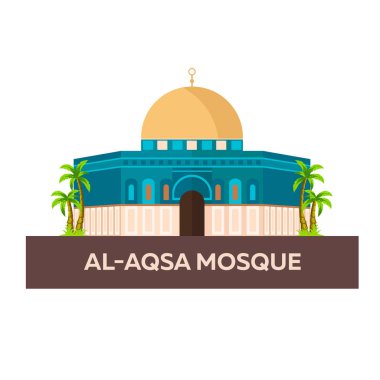 Mescid-i Aksa. İsrail, Jerusalem. Vektör düz çizim.