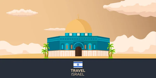İsrail, Kudüs Poster manzarası için seyahat. Vektör çizim. — Stok Vektör
