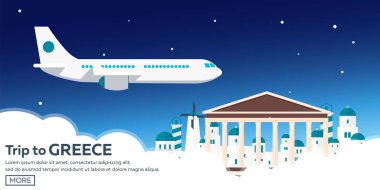 Poster seyahat Yunanistan manzarası. Akropolis. Vektör çizim.