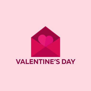 Sevgililer günün kutlu olsun. Pembe Pembe zarfta. Vektör düz çizim.