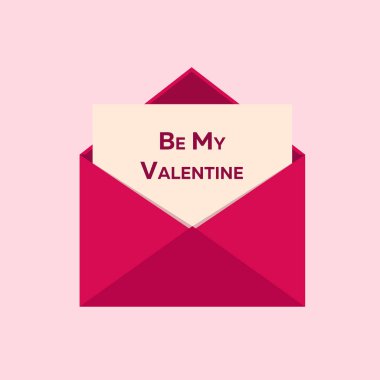 Sevgililer günü. Benim sevgilim olmak. Pembe Pembe zarfta. Vektör düz çizim.