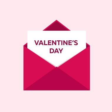 Sevgililer günün kutlu olsun. Pembe Pembe zarfta. Vektör düz çizim.