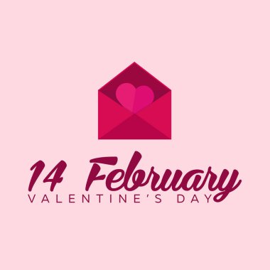 Sevgililer günün kutlu olsun. Pembe Pembe zarfta. Vektör düz çizim.