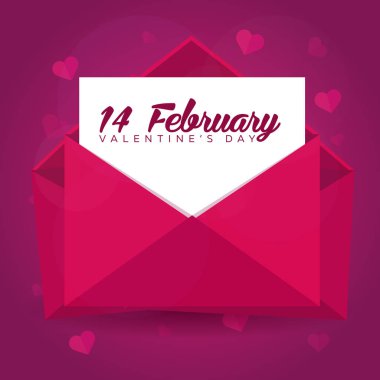 Sevgililer günün kutlu olsun. Pembe Pembe zarfta. Vektör düz çizim.