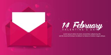 Sevgililer günün kutlu olsun. Pembe Pembe zarfta. Vektör düz çizim.