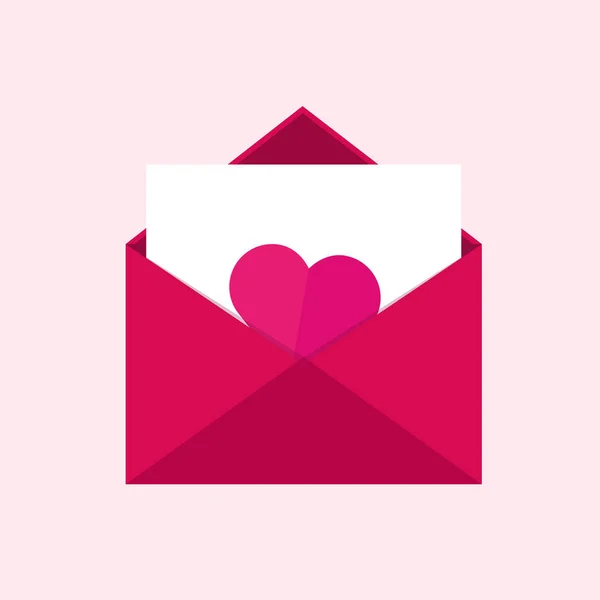 Happy Valentines Day. Pink envelope on pink background. Vector flat illustration. — Stock Vector