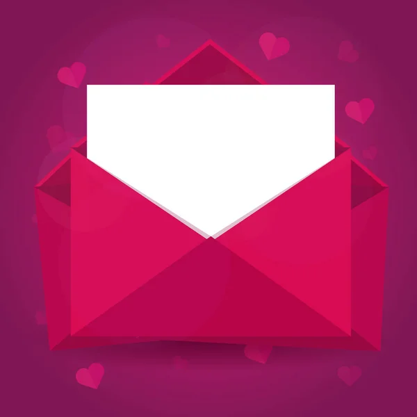 Happy Valentines Day. Pink envelope on pink background. Vector flat illustration. — Stock Vector