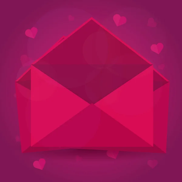 Happy Valentines Day. Pink envelope on pink background. Vector flat illustration. — Stock Vector