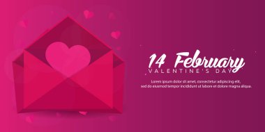 Sevgililer günün kutlu olsun. Pembe Pembe zarfta. Vektör düz çizim.