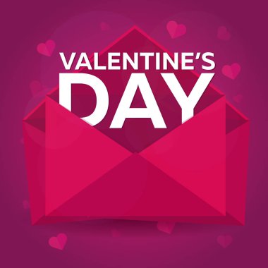 Sevgililer günün kutlu olsun. Pembe Pembe zarfta. Vektör düz çizim.