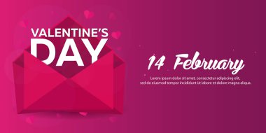 Sevgililer günün kutlu olsun. Pembe Pembe zarfta. Vektör düz çizim.