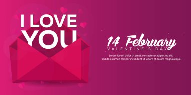 Sevgililer günün kutlu olsun. Pembe Pembe zarfta. Vektör düz çizim.