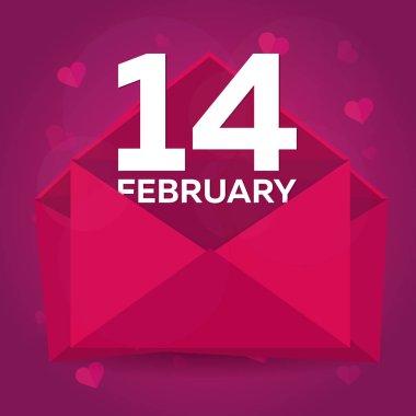 Sevgililer günün kutlu olsun. Pembe Pembe zarfta. Vektör düz çizim.