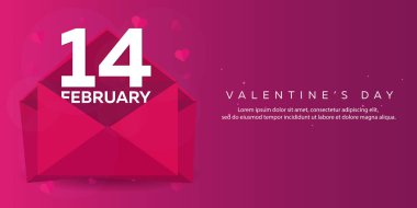 Sevgililer günün kutlu olsun. Pembe Pembe zarfta. Vektör düz çizim.