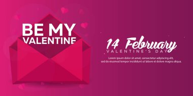 Sevgililer günün kutlu olsun. Pembe Pembe zarfta. Vektör düz çizim.