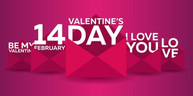 Sevgililer günün kutlu olsun. Pembe Pembe zarfta. Vektör düz çizim.