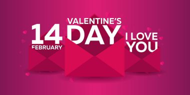 Sevgililer günün kutlu olsun. Pembe Pembe zarfta. Vektör düz çizim.