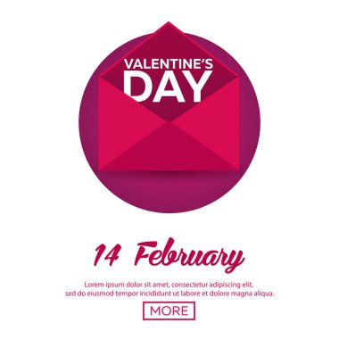 Sevgililer günün kutlu olsun. Pembe Pembe zarfta. Vektör düz çizim.