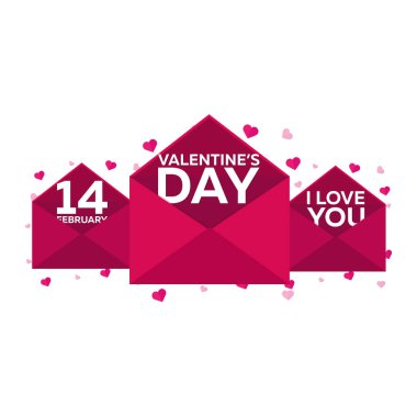 Sevgililer günün kutlu olsun. Pembe Pembe zarfta. Vektör düz çizim.