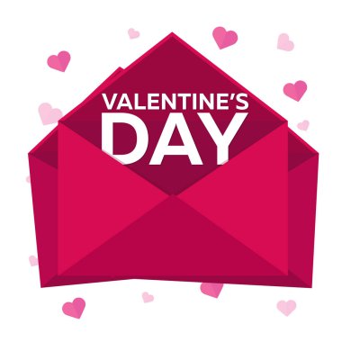 Sevgililer günün kutlu olsun. Pembe Pembe zarfta. Vektör düz çizim.