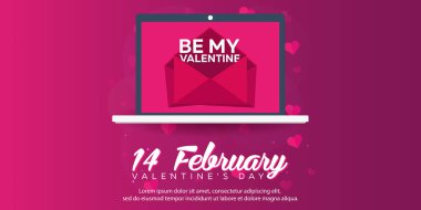 Sevgililer günün kutlu olsun. Laptop ile zarf. Vektör düz çizim.