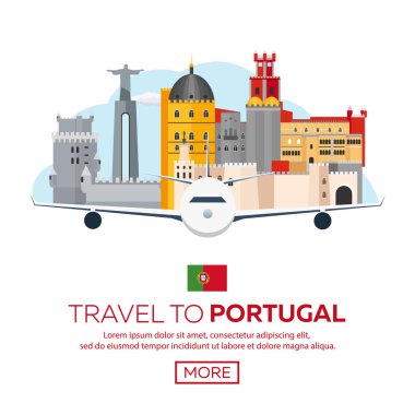 Portekiz manzarası için seyahat. Vektör düz çizim.