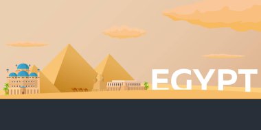 Mısır'a seyahat afiş. Vektör düz çizim.