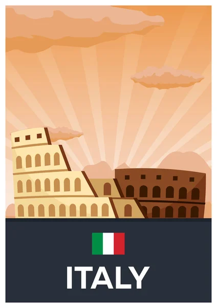 Плакат подорожі до Італії. Вектор плоскої ілюстрація. — стоковий вектор