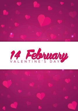 Poster mutlu Sevgililer günü. Arka plan yürekleri. Vektör düz çizim.