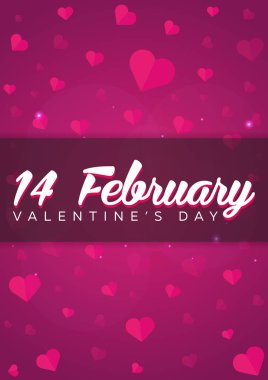 Poster mutlu Sevgililer günü. Arka plan yürekleri. Vektör düz çizim.