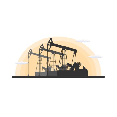 Petrol endüstrisi. Petrol arama vektör düz çizim kule.