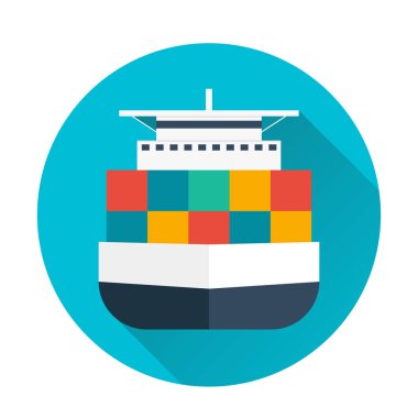 Deniz taşımacılığı logistic. Deniz taşıma. Kargo gemisi. Vektör düz çizim.